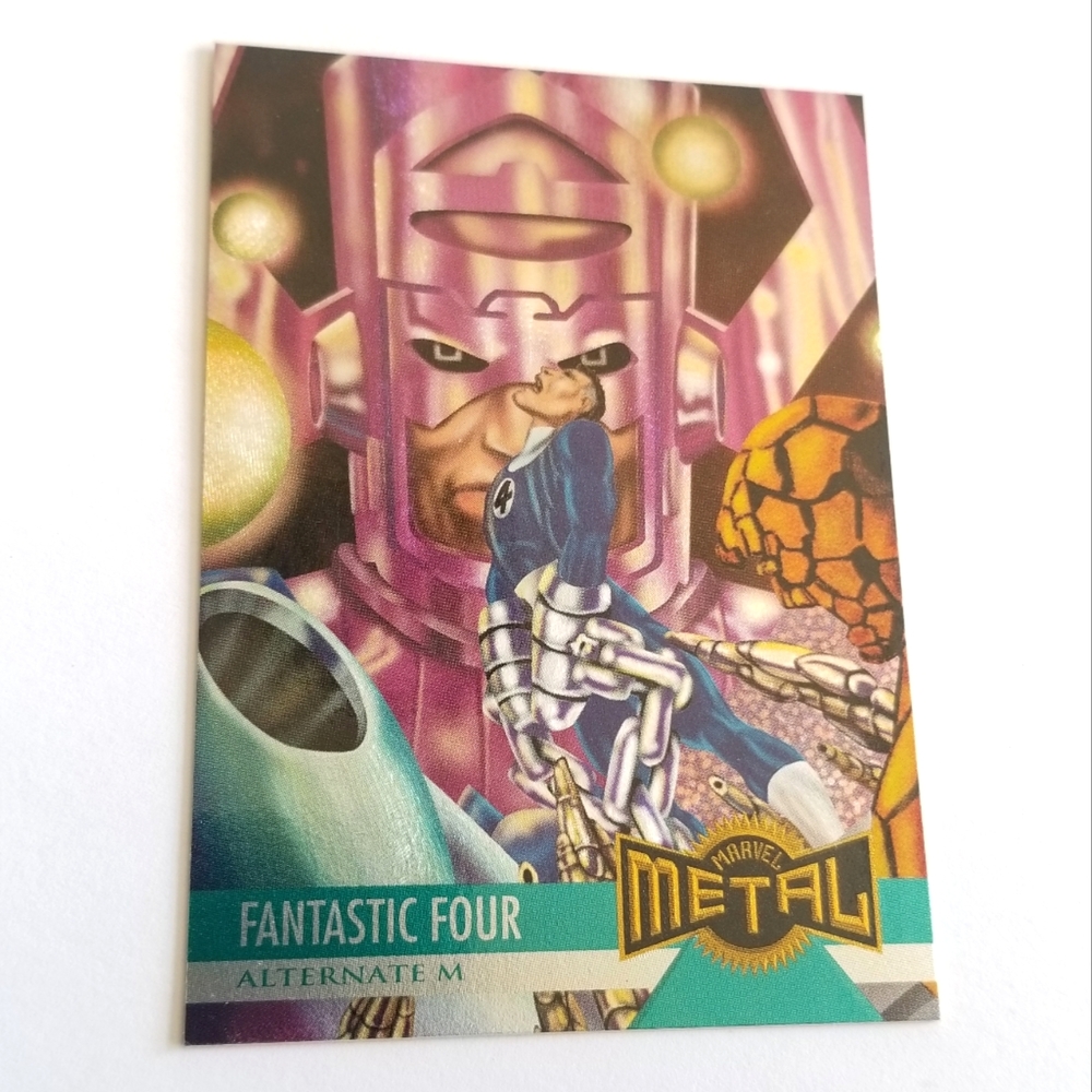 Vintage Marvel Metal trading card 1995 Fantastic Four Alternate M card #129